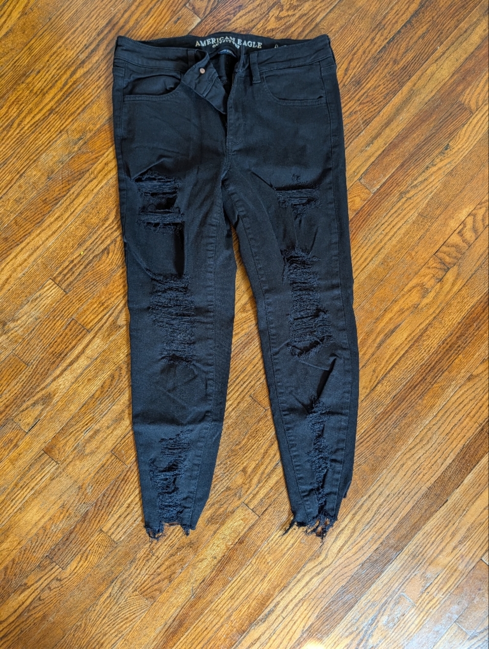 American Eagle Outfitters Black Distressed Skinny Jeggings